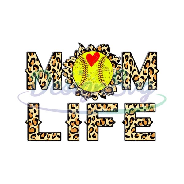 Mom Life Leopard Sunflower Print Heart PNG