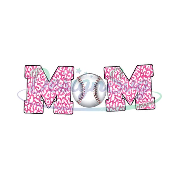 Mom Sport Baseball Pink Leopard Print PNG