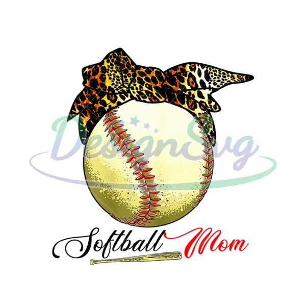 Softball Mom Sport Baseball Bat Leopard PNG