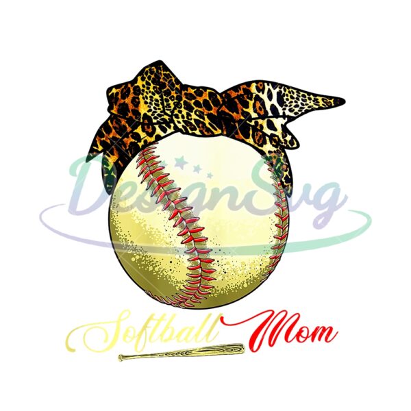 Softball Mom Leopard Bandana Baseball PNG