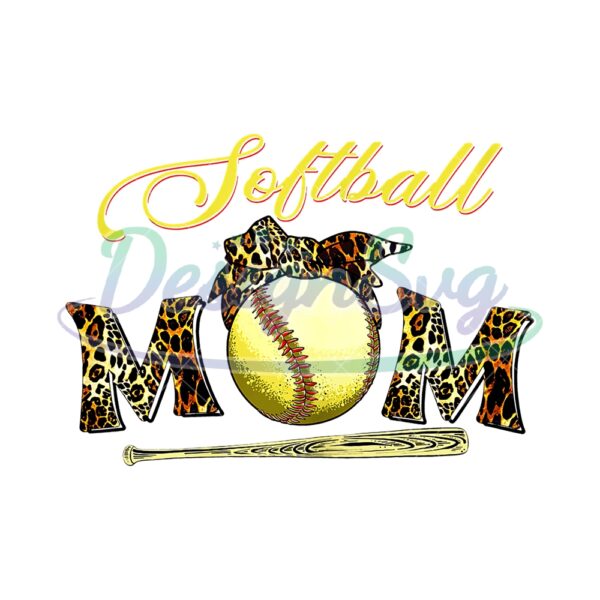 Softball Mom Bat Sport Baseball Leopard PNG