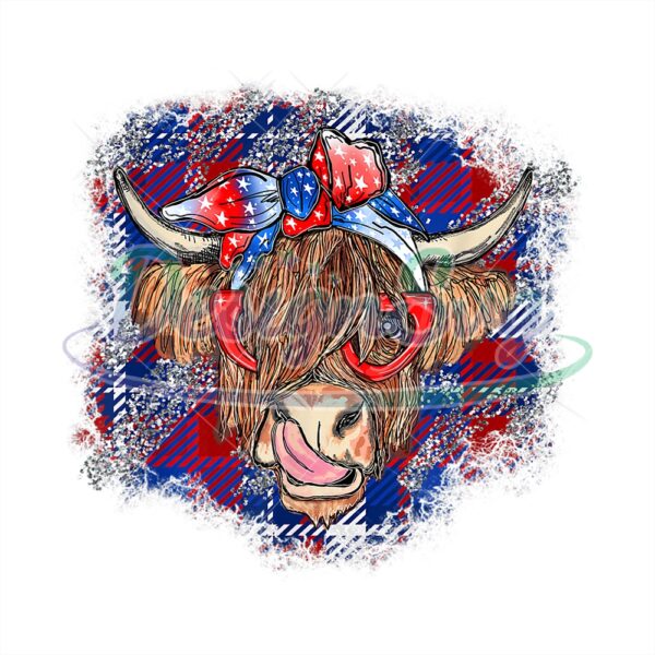 Patriotic Day Highland Cow PNG