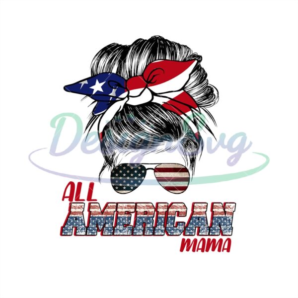 all-american-mama-patriotic-glasses-messy-bun-png