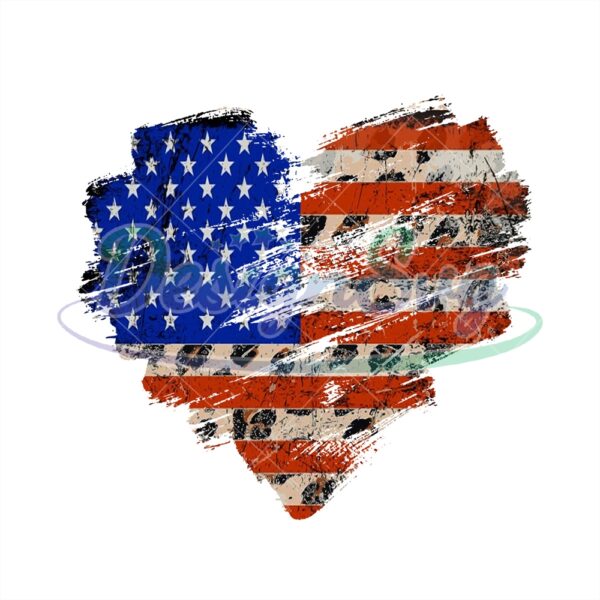 American Flag Grunge Heart PNG