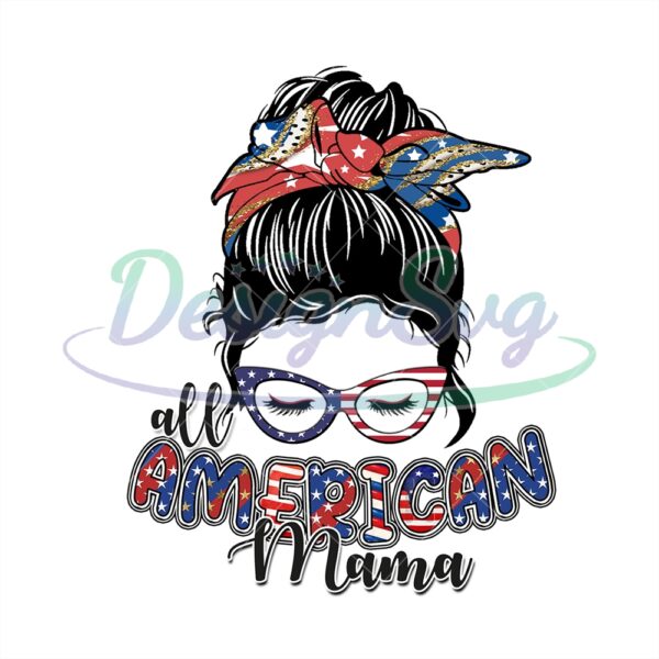 All American Mama Messy Bun PNG