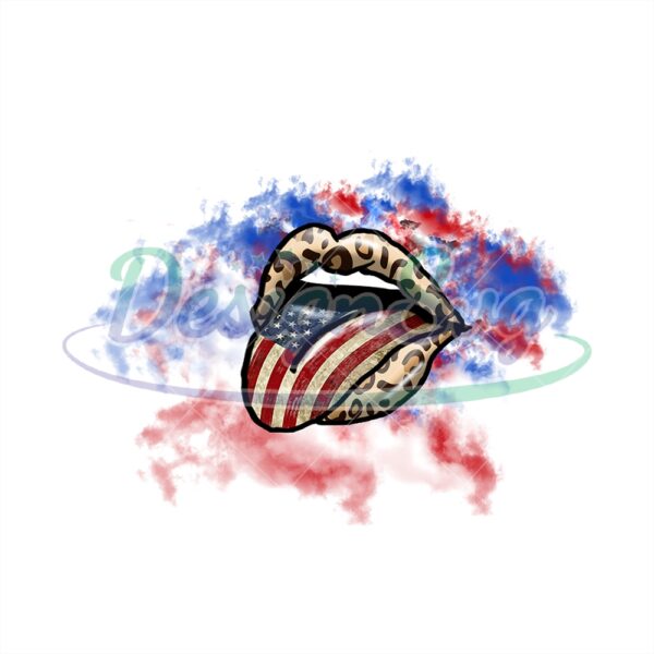 4th Of July American Flag Tongue Lips PNG