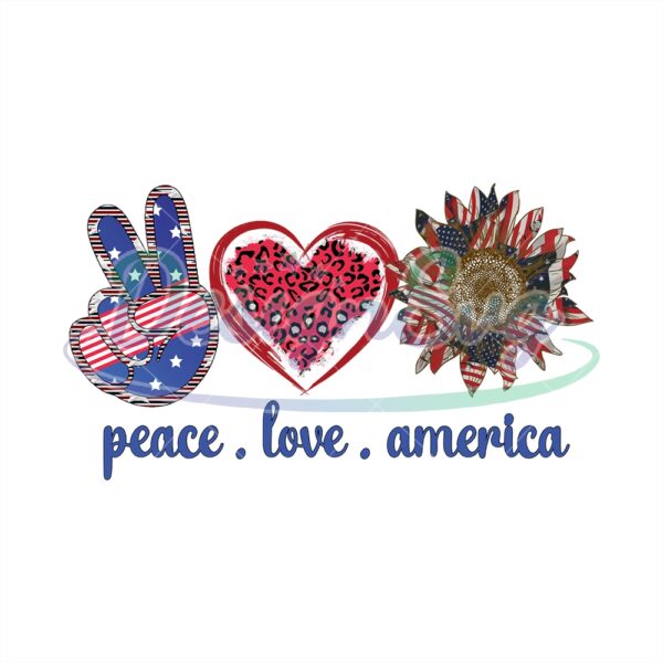 Peace Love America Sunflower PNG