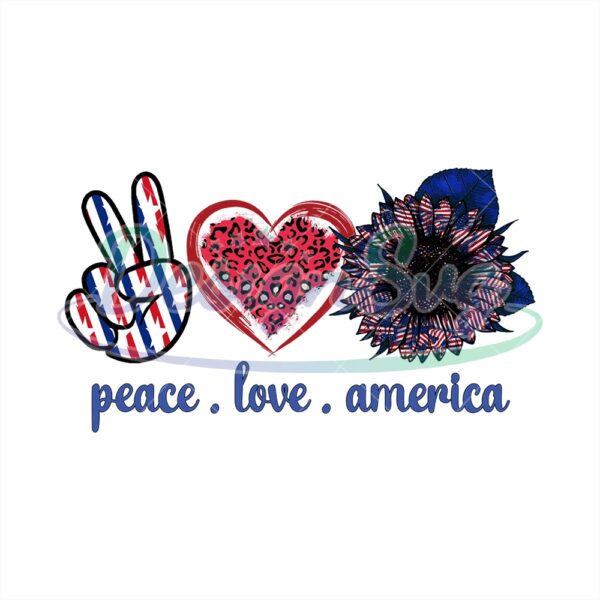Peace Love America Sunflower Flag PNG