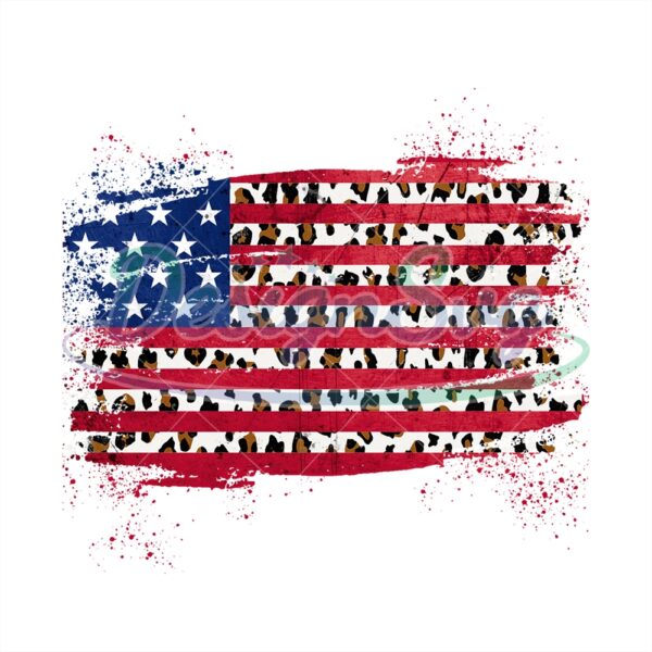 Distressed Grunge Leopard Print US Flag PNG
