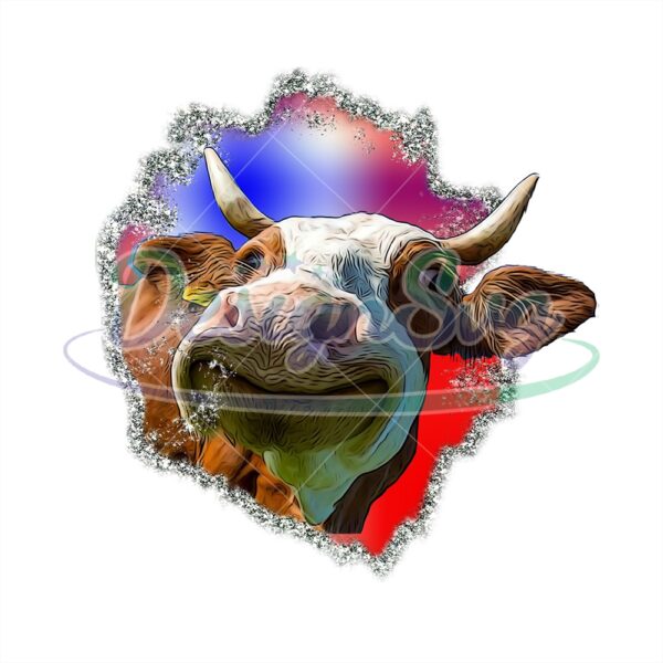 Funny Cow Face Patriotic Sublimation PNG