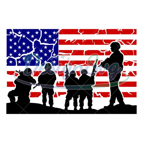 Soldier With American Flag SVG