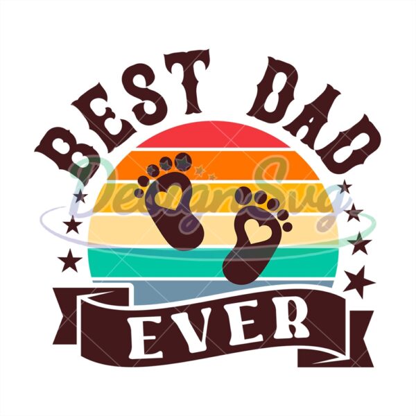 Best Dad Ever Retro Foot Heart Design Png