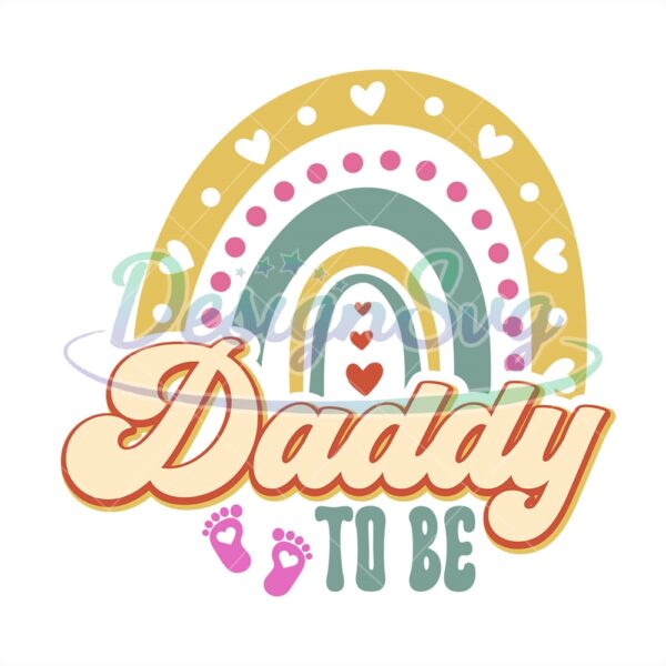 Daddy To Be Retro Rainbow Heart Png