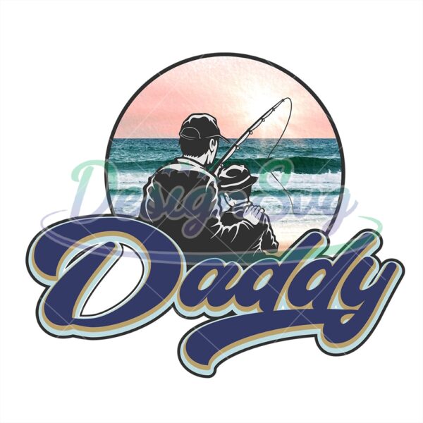 Daddy Fishing On The Beach Sunset Png