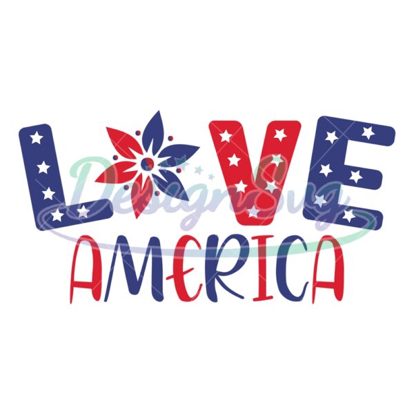 Love America 4th Of July Star Flower PNG