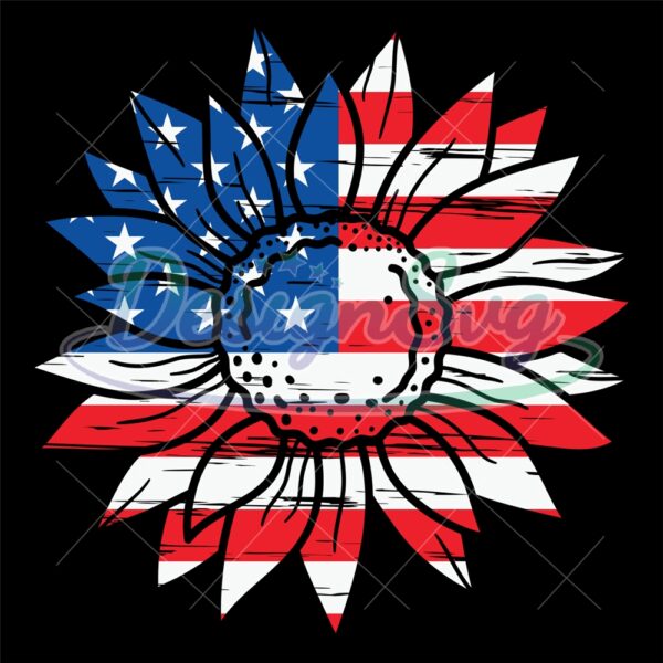 American Flag Sunflower SVG