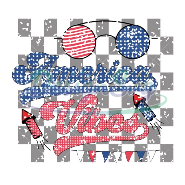 america-vibes-retro-4th-of-july-checkered-svg