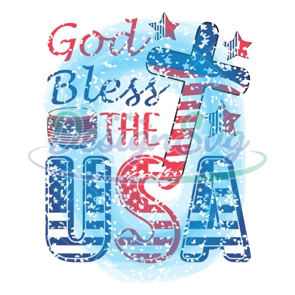 God Bless The USA Retro 4th Of July Png