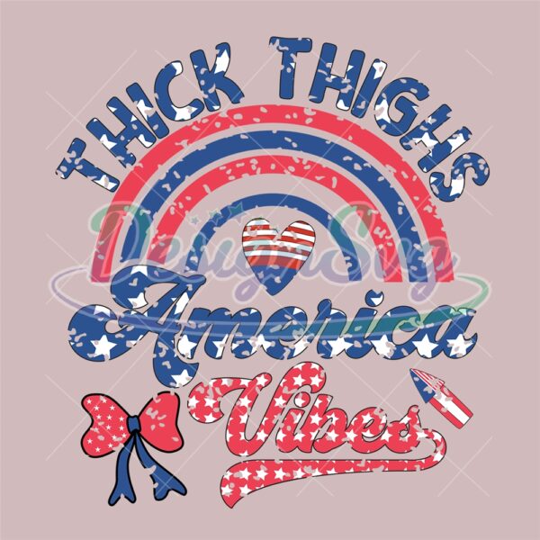 Thick Thighs America Vibes Retro Patriotic Png