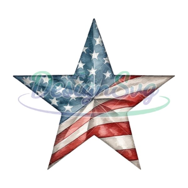 American Flag Star Watercolor Png