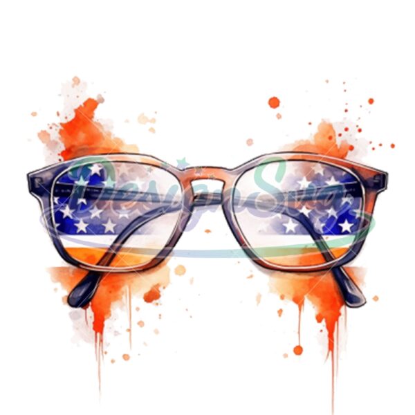 American Flag Glasses Watercolor Png