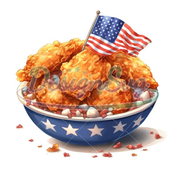 4th-of-july-american-flag-fried-chicken-watercolor-svg