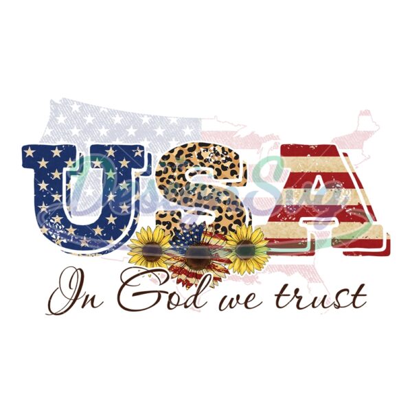 USA On God We Trust Patriotic Sunflower Png