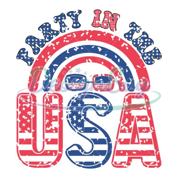 Party In The USA Retro Rainbow Png