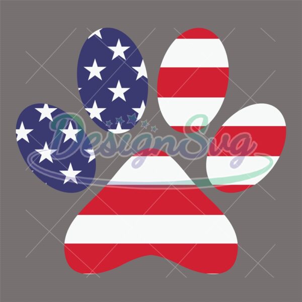 American Flag Dog Paw SVG