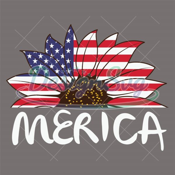 Merica USA Flag Sunflower Patriotic SVG