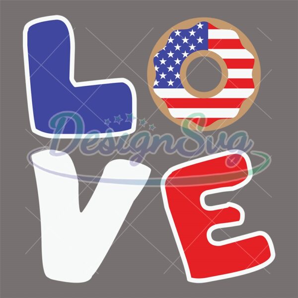 Love American Flag Donut SVG