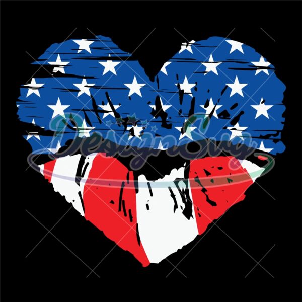 American Flag Heart Lips SVG