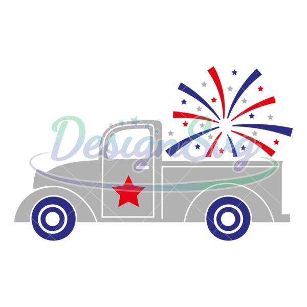Independence Day Fireworks Truck SVG