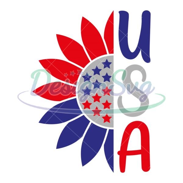USA Patriotic Star Sunflower SVG