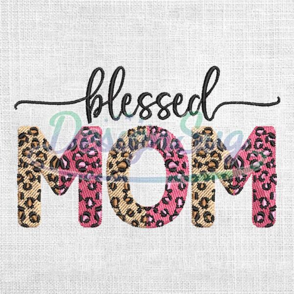 blessed-mom-pink-brown-leopard-embroidery
