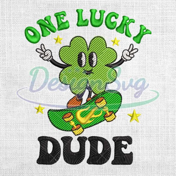 one-lucky-dude-skateboarding-embroidery-design