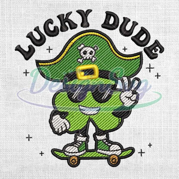 lucky-dude-captain-four-leaf-clover-embroidery-design
