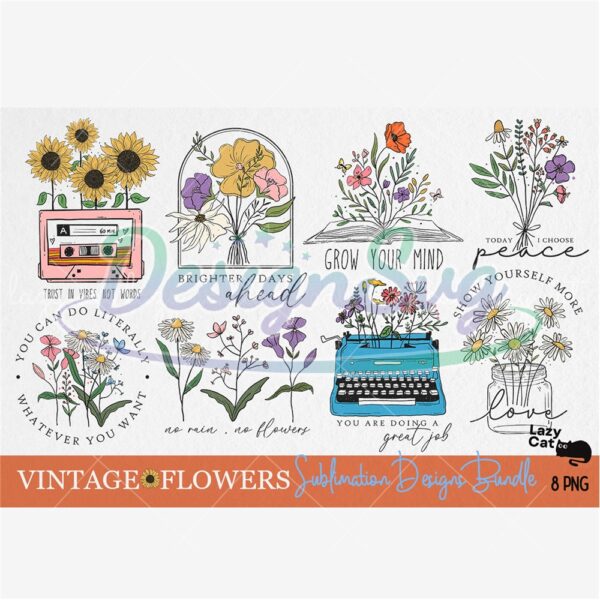 vintage-flowers-quotes-sublimation-design-bundle-png-retro-flowers-quotes-png-no-rain-no-flowers-png