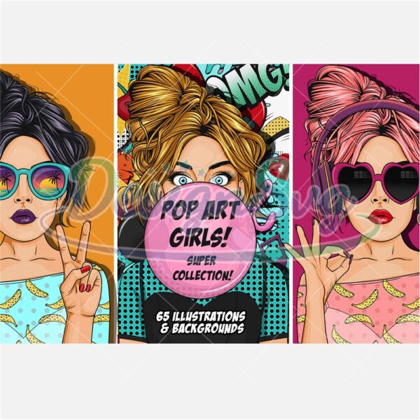pop-art-girls-super-collection-png-retro-comic-style-pop-art-girls-watercolor-png-sublimation