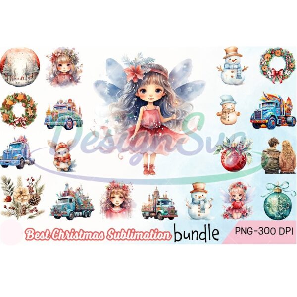 best-christmas-sublimation-png-bundle-cute-christmas-girls-watercolor-clipart-christmas-fairy-png