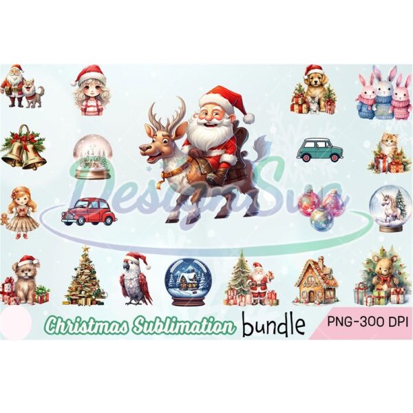 christmas-sublimation-bundle-png-santa-claus-riding-the-reindeer-png-christmas-holiday-watercolor