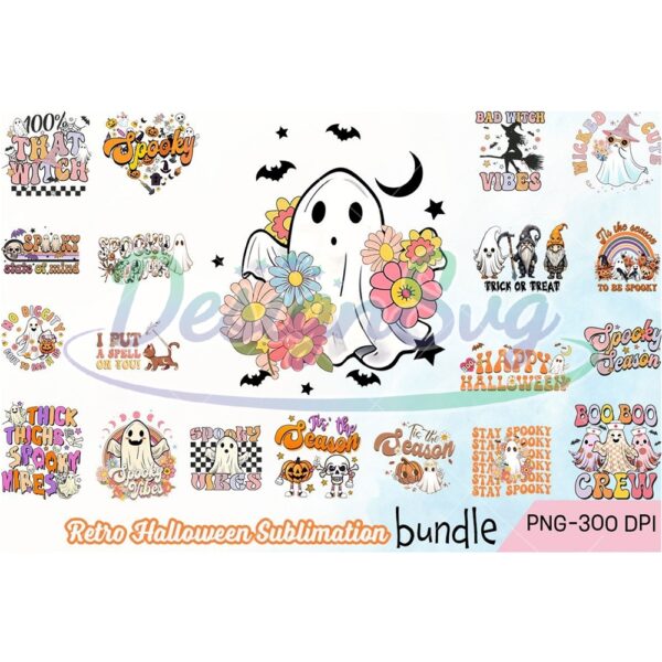 retro-halloween-sublimation-bundle-png-daisy-floral-spooky-ghost-png-happy-halloween-day-png