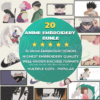 20 Anime Embroidery Bundle Designs Editable