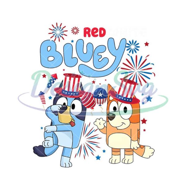 Red Bluey Happy 4th Of July PNG