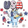Retro Bluey USA 4th of July PNG