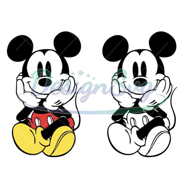mickey-mouse-vintage-cute-cuddly-sitting-color-layeredsvg-clipart-images-digital-download-sublimation-cricut