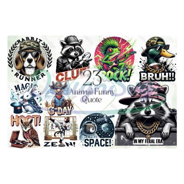 animal-funny-quotes-sublimation-bundle-graffiti-animal-watercolor-clipart-png