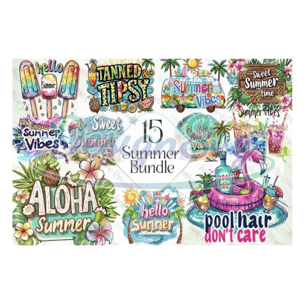 summer-bundle-sublimation-clipart-summer-vacation-watercolor-png-hello-summer-quotes-png