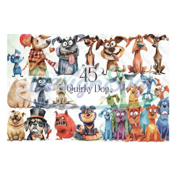 quirky-dog-sublimation-bundle-funny-dog-watercolor-clipart-animal-png