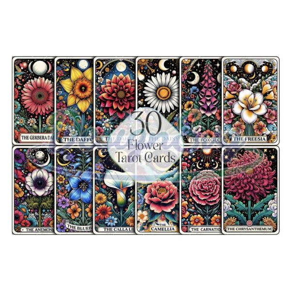 flower-tarot-cards-watercolor-clipart-bundle-floral-oracle-cards-sublimation-png